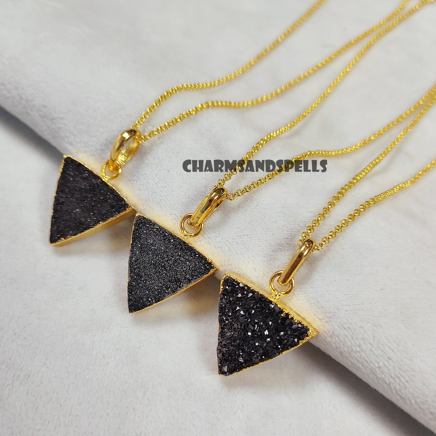 Raw Black Sugar Druzy Necklace For Women, Boho Jewelry, Birthday Gift For Her, Witch Necklace, Handmade Unique Jewelry, Gift for Women