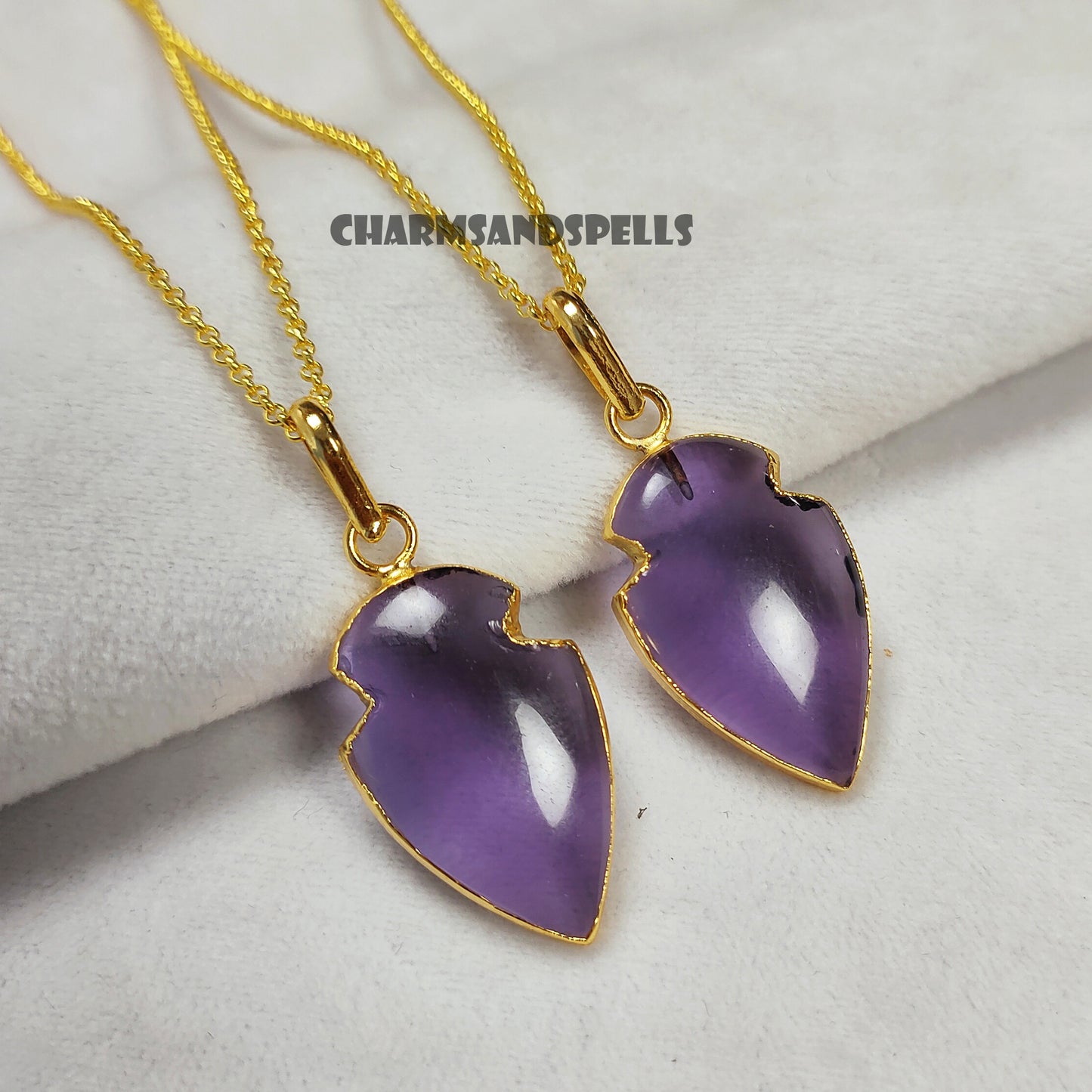 Purple Amethyst Arrowhead Necklace, Gold Plated Necklace, Handmade Jewelry, Unique Necklace, Amethyst Jewelry, Birthstone Necklace, Gifts
