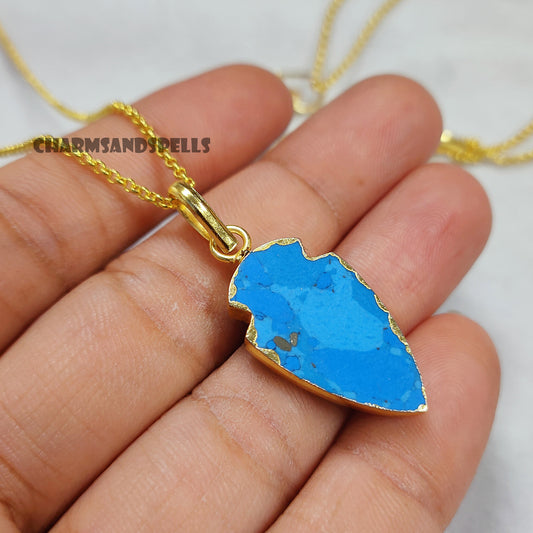 Arrowhead Turquoise Necklace | Dainty Howlite Turquoise December Birthstone Jewelry