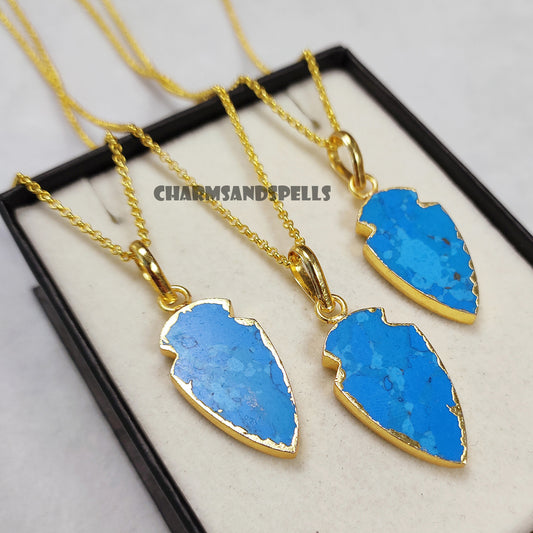 Arrowhead Turquoise Necklace | Dainty Howlite Turquoise December Birthstone Jewelry