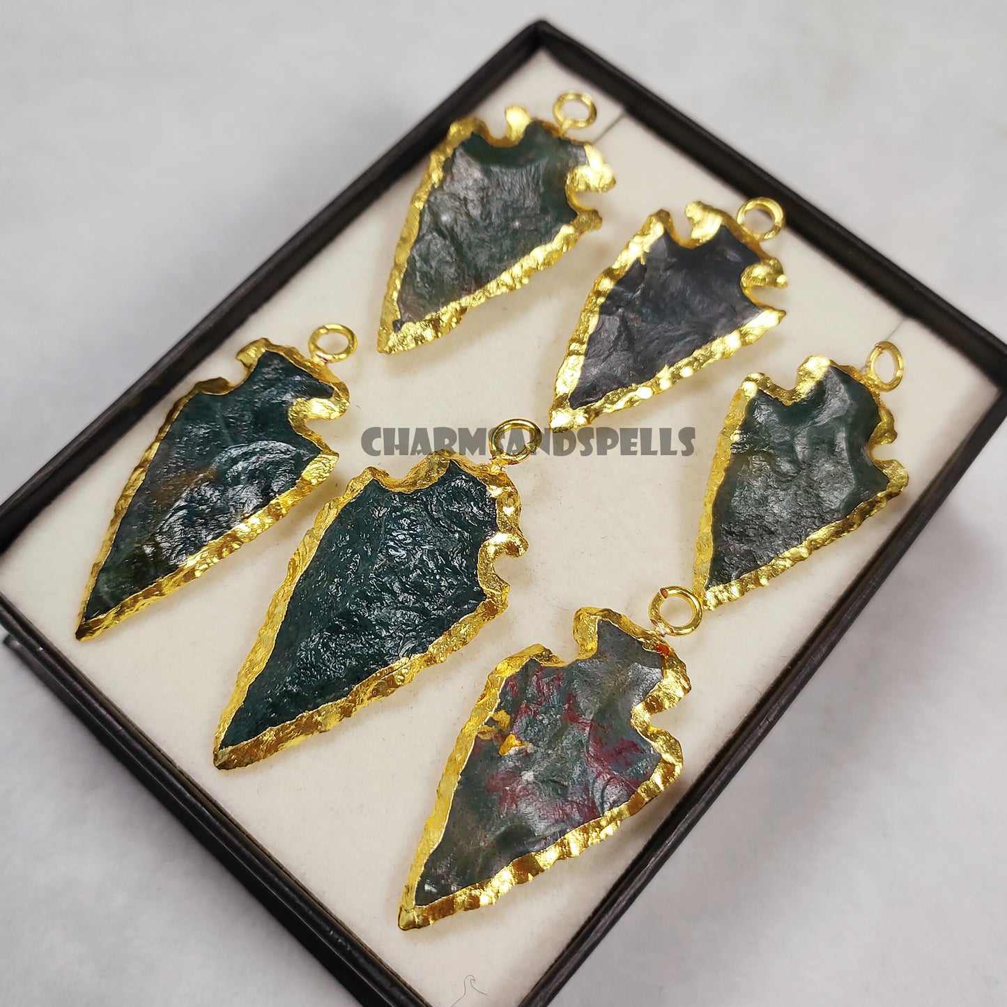 Raw Moss Agate Crystal Arrowhead Pendant Necklace, Handmade Crystal Arrowhead Necklace, Energy Protection Healing Stone, Gift For Man/ Women