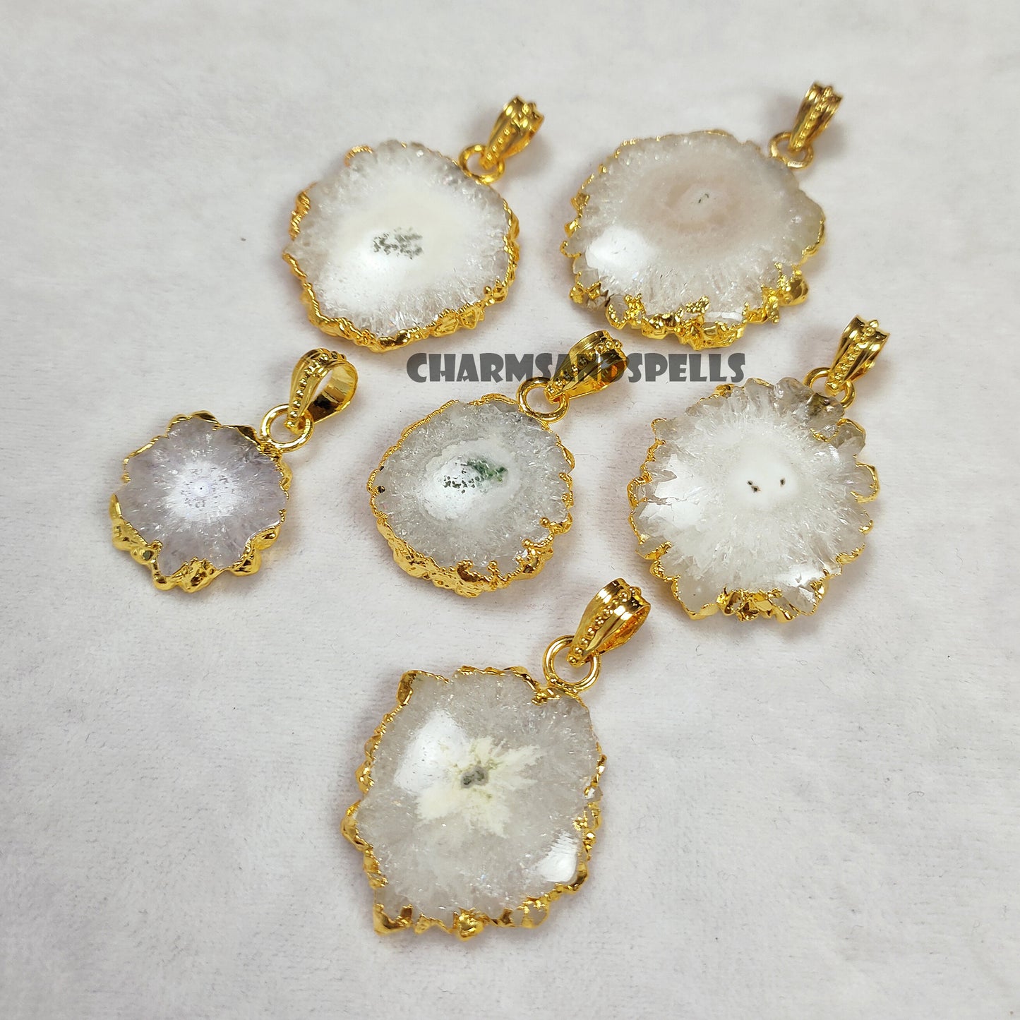 White Solar Quartz Gemstone Pendant Necklace, Unique Jewelry Gift For Anniversary, Gemstone Necklace, Boho Healing Necklace, Birthday Gift