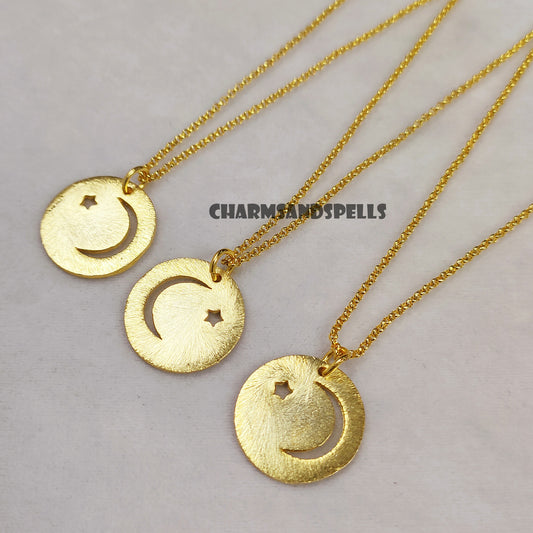 Dainty Moon & Star Necklace | Handmade Celestial Spiritual Jewelry