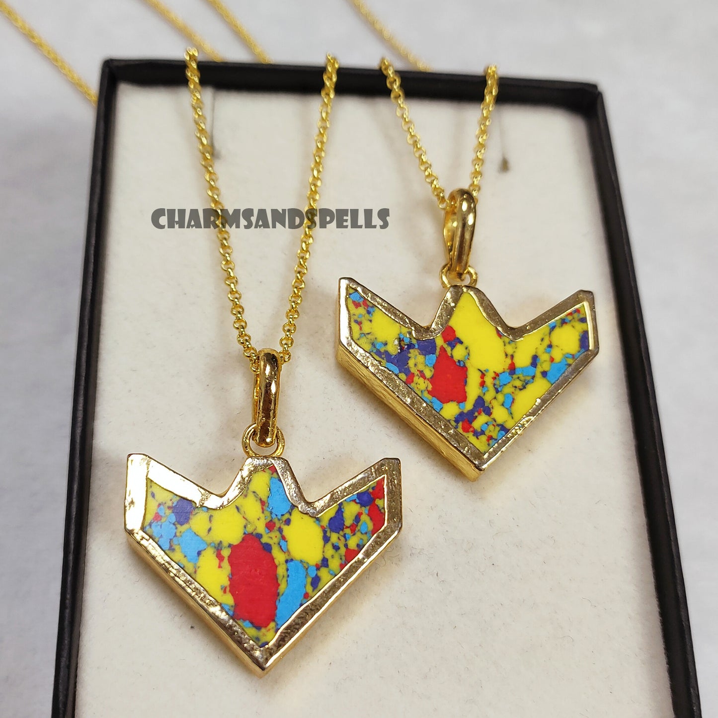 Mosaic Jasper Pendant Necklace, Autistic Jewelry, Unique Bohemian Pendant Necklace, Handmade Gemstone Jewelry, Gift For Her, Christmas Gift