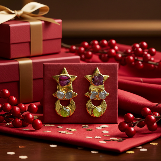 Starlight Orbit Raw Stone Earrings