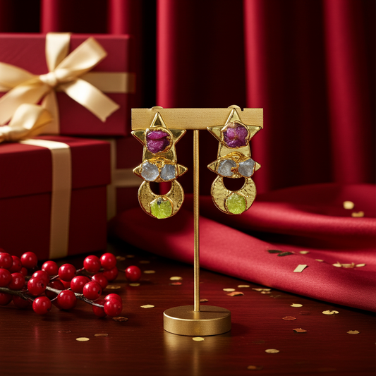 Starlight Orbit Raw Stone Earrings