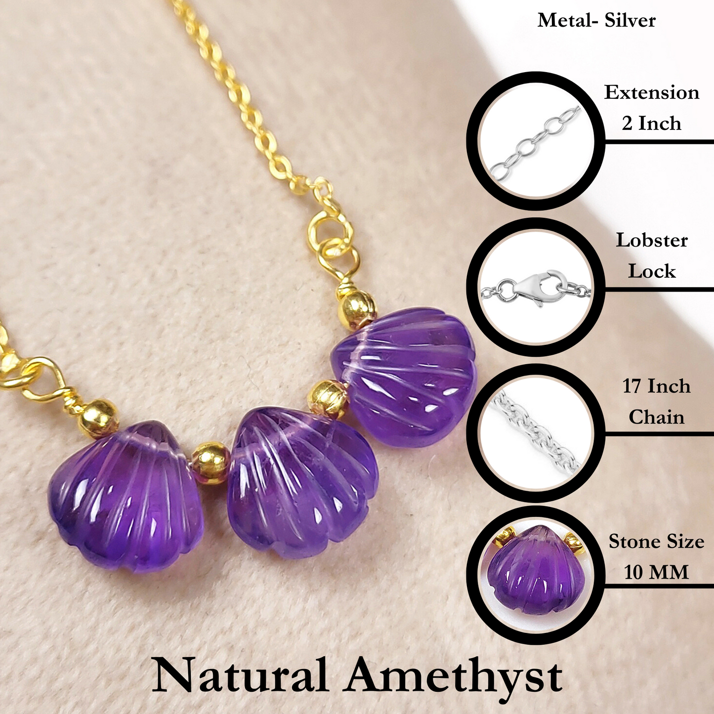 Handmade Amethyst Necklace | 925 Silver | Tiny Purple Gemstone Jewelry