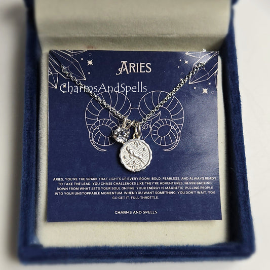 Aries Zodiac Necklace | 925 Silver American Diamond Constellation Pendant Jewelry