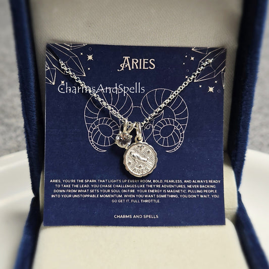 Aries Zodiac Necklace | 925 Silver American Diamond Constellation Pendant Jewelry