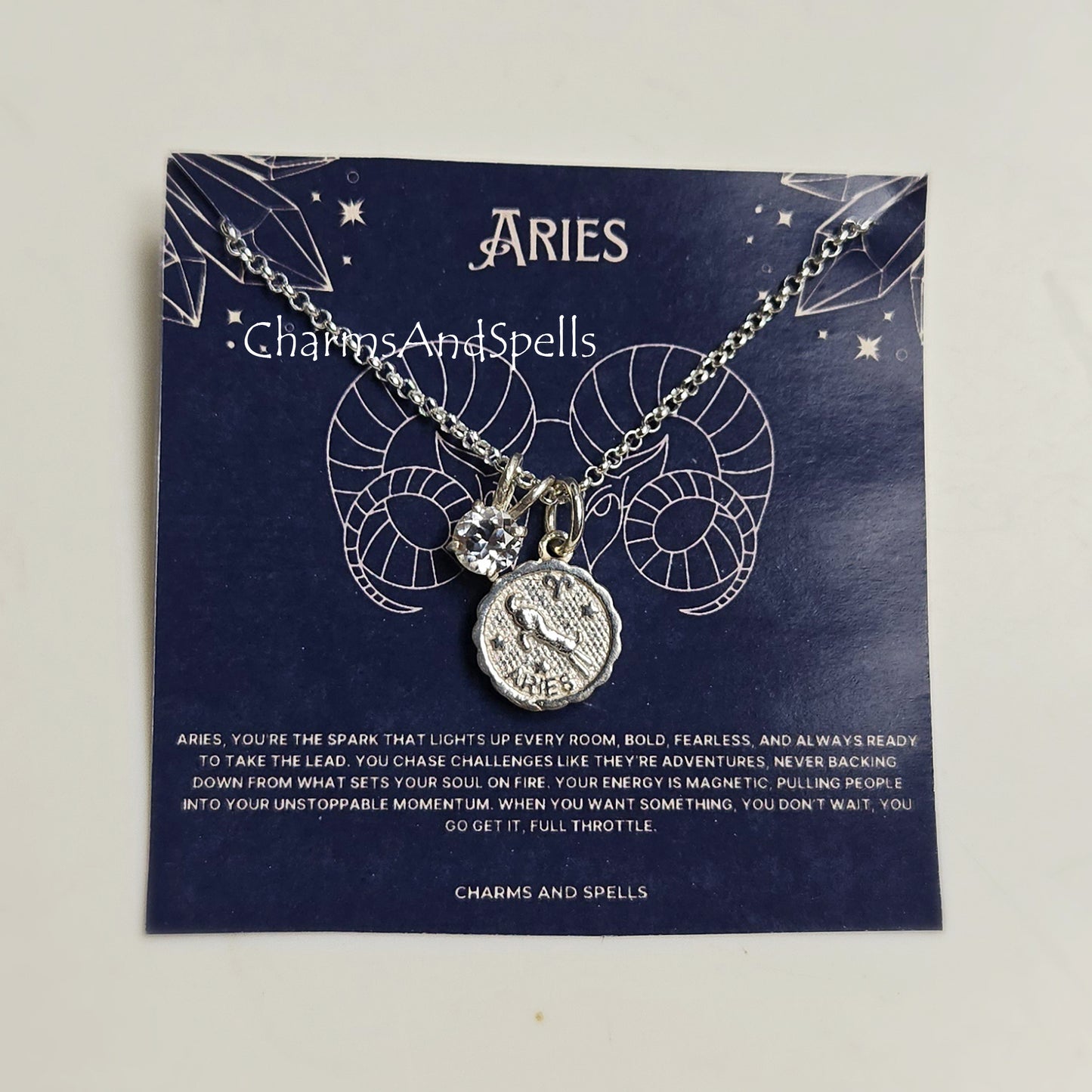 925 Silver Aries Zodiac Necklace, American Diamond Necklace, Constellation Aries Sign Pendant Necklace, Silver Minimalist Necklace, Gift