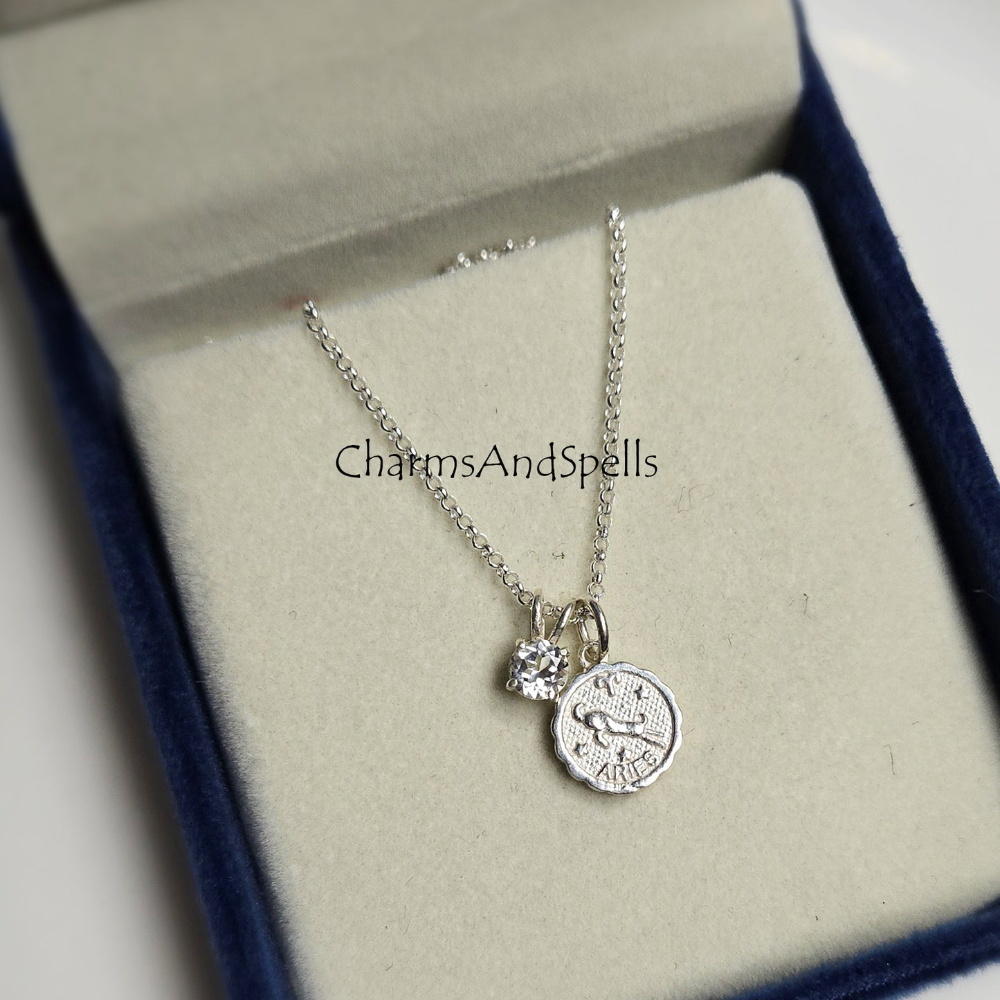 925 Silver Aries Zodiac Necklace, American Diamond Necklace, Constellation Aries Sign Pendant Necklace, Silver Minimalist Necklace, Gift