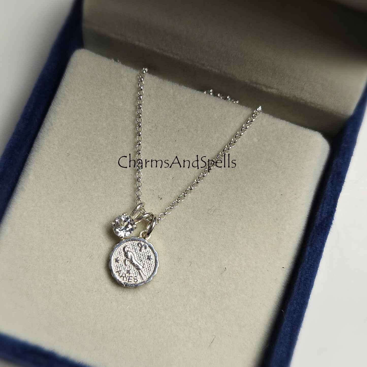 925 Silver Aries Zodiac Necklace, American Diamond Necklace, Constellation Aries Sign Pendant Necklace, Silver Minimalist Necklace, Gift