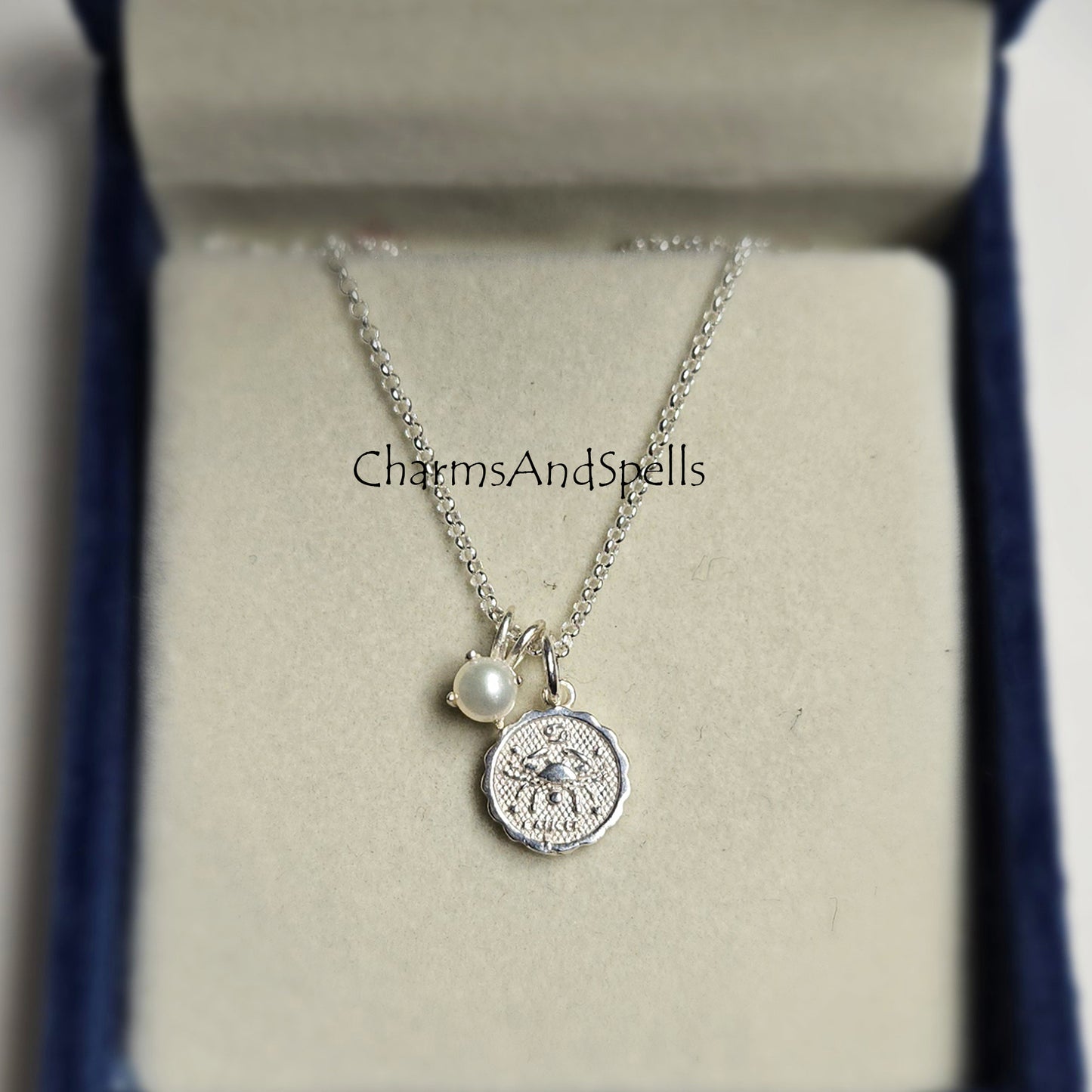 Cancer Necklace, 925 Sterling Silver Pearl Necklace, Tiny Astrology Charm Necklace, Dainty Horoscope Minimalist Necklace, Mother's Day Gift