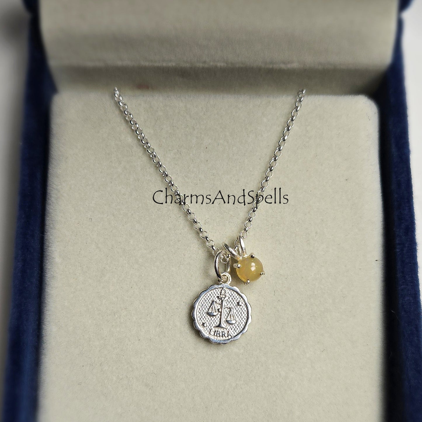 Libra Zodiac Necklace, 925 Silver Ethiopian Opal Astrological Sign Necklace, Fire Opal Horoscope Necklace, Birthday Gift, Astrology Gift