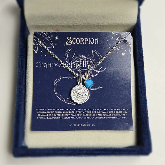 Scorpio Zodiac Necklace | Turquoise Sterling Silver Astrology Jewelry