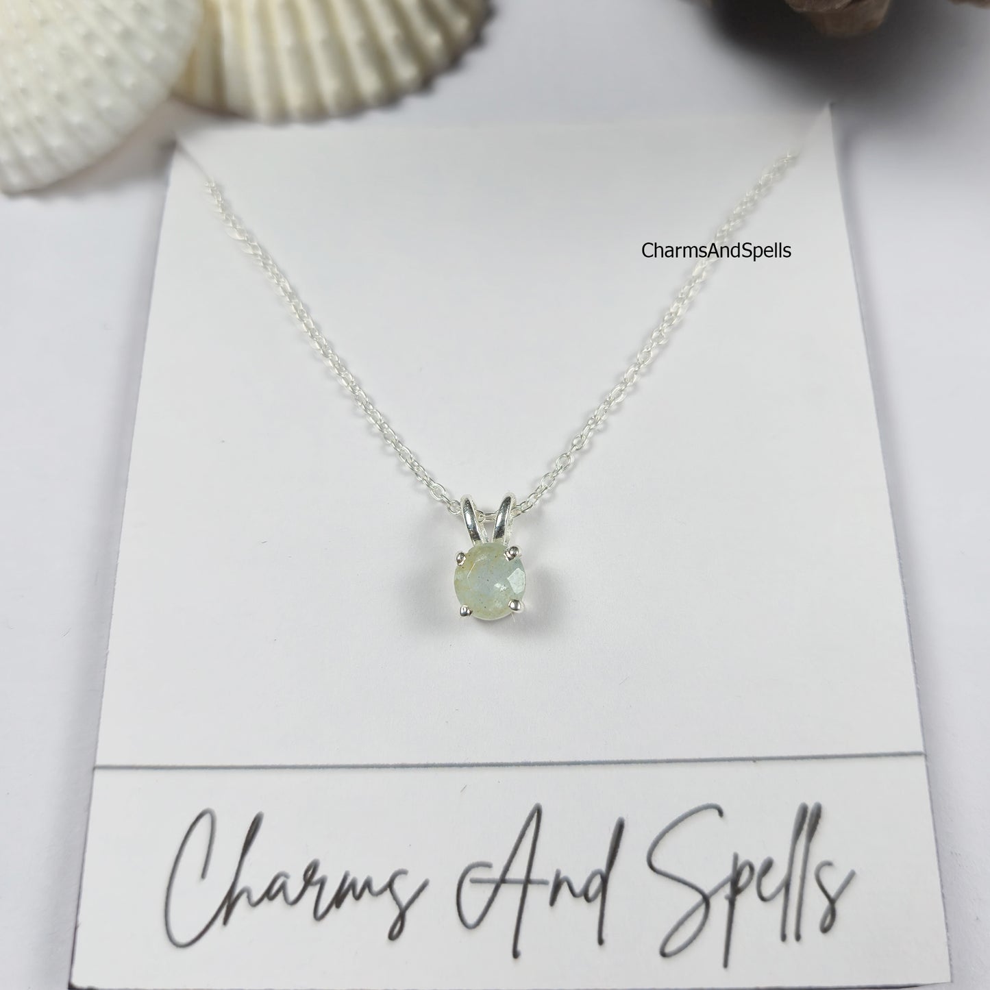 Tiny Aquamarine Necklace, Dainty March Birthstone Jewelry, Aquamarine Blue Charm, Sterling Silver Necklace, Gift for Her