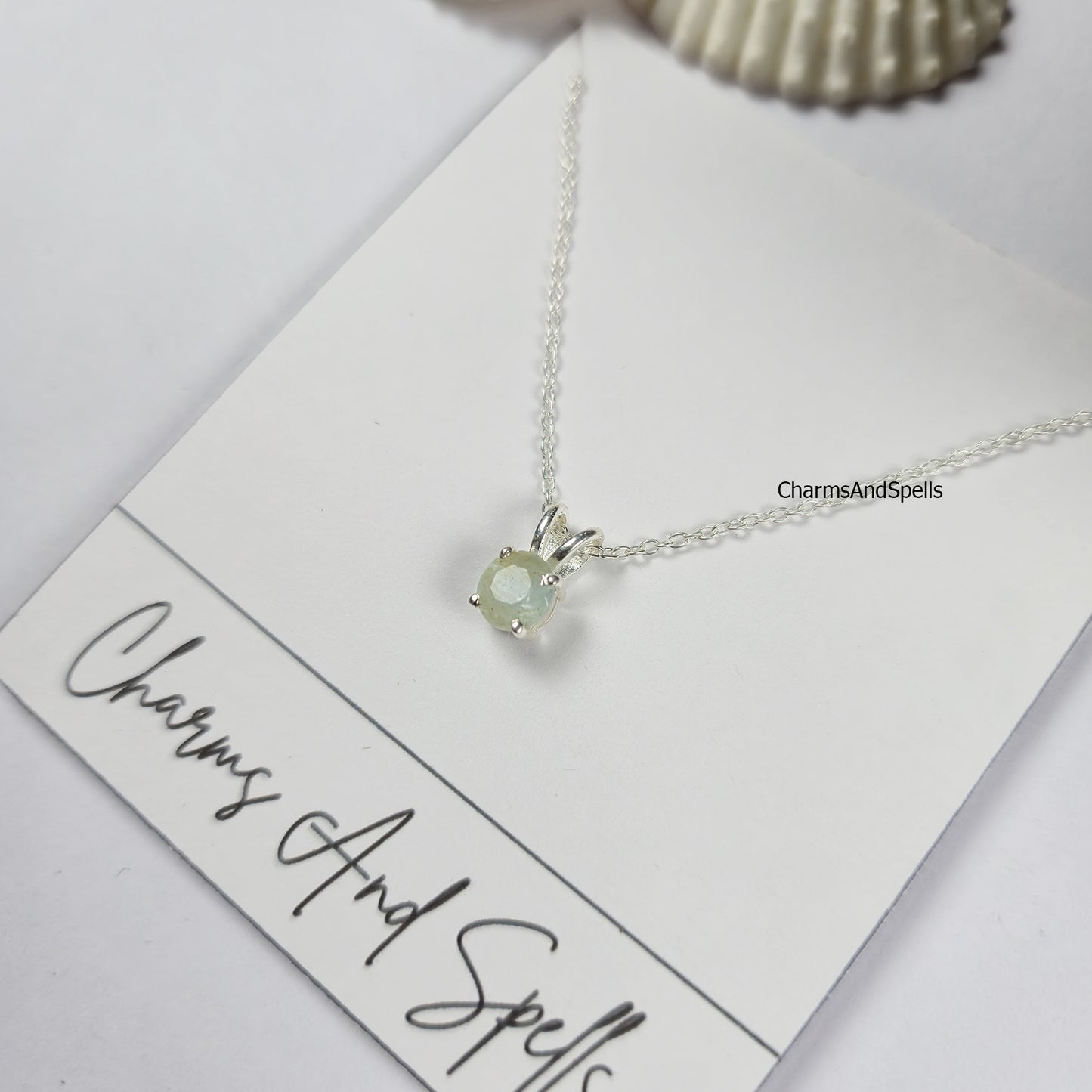 Tiny Aquamarine Necklace, Dainty March Birthstone Jewelry, Aquamarine Blue Charm, Sterling Silver Necklace, Gift for Her
