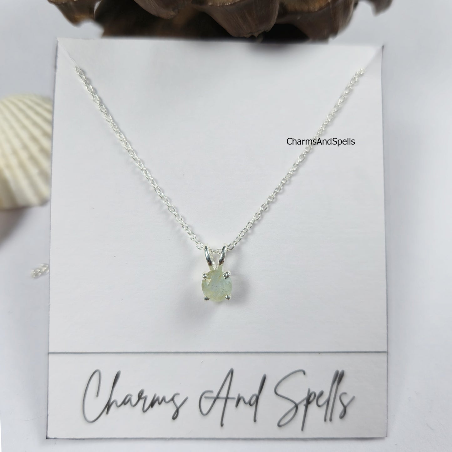 Tiny Aquamarine Necklace, Dainty March Birthstone Jewelry, Aquamarine Blue Charm, Sterling Silver Necklace, Gift for Her