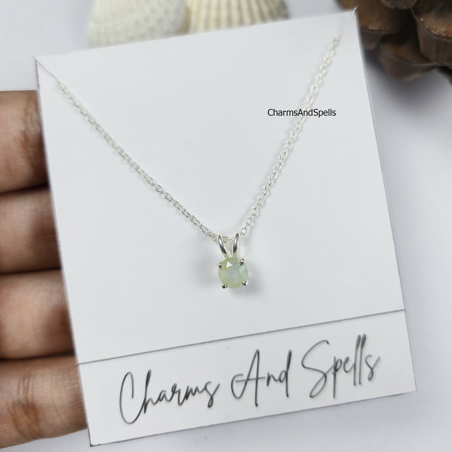 Tiny Aquamarine Necklace, Dainty March Birthstone Jewelry, Aquamarine Blue Charm, Sterling Silver Necklace, Gift for Her