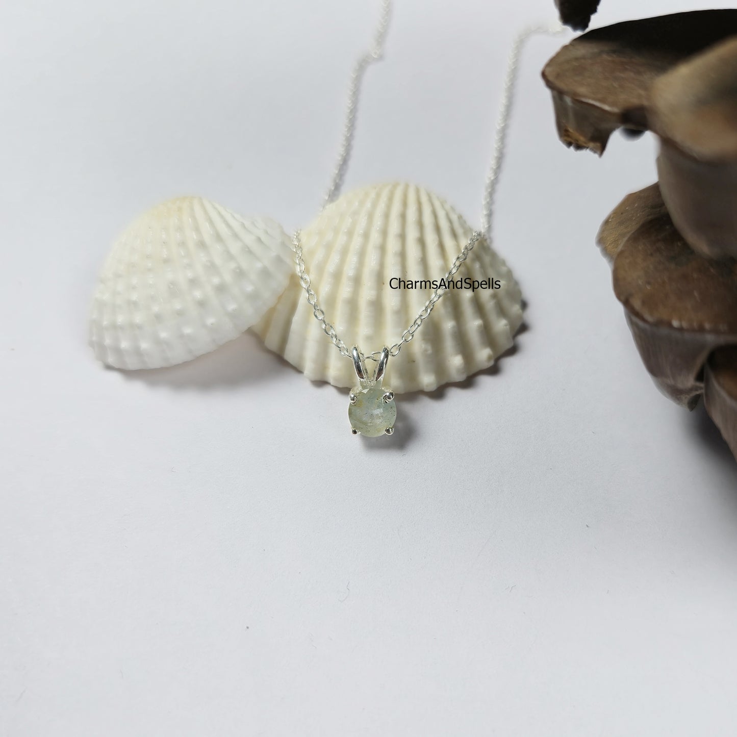 Tiny Aquamarine Necklace, Dainty March Birthstone Jewelry, Aquamarine Blue Charm, Sterling Silver Necklace, Gift for Her