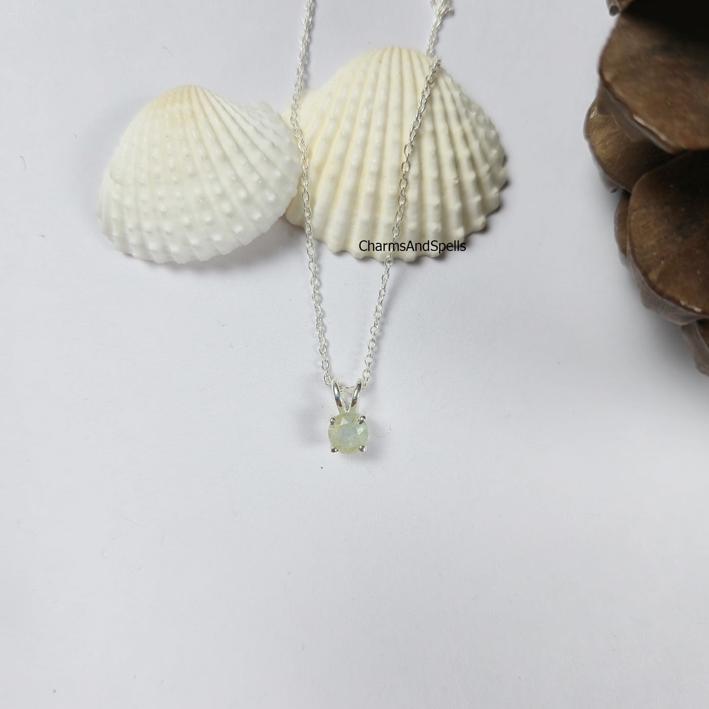 Tiny Aquamarine Necklace, Dainty March Birthstone Jewelry, Aquamarine Blue Charm, Sterling Silver Necklace, Gift for Her