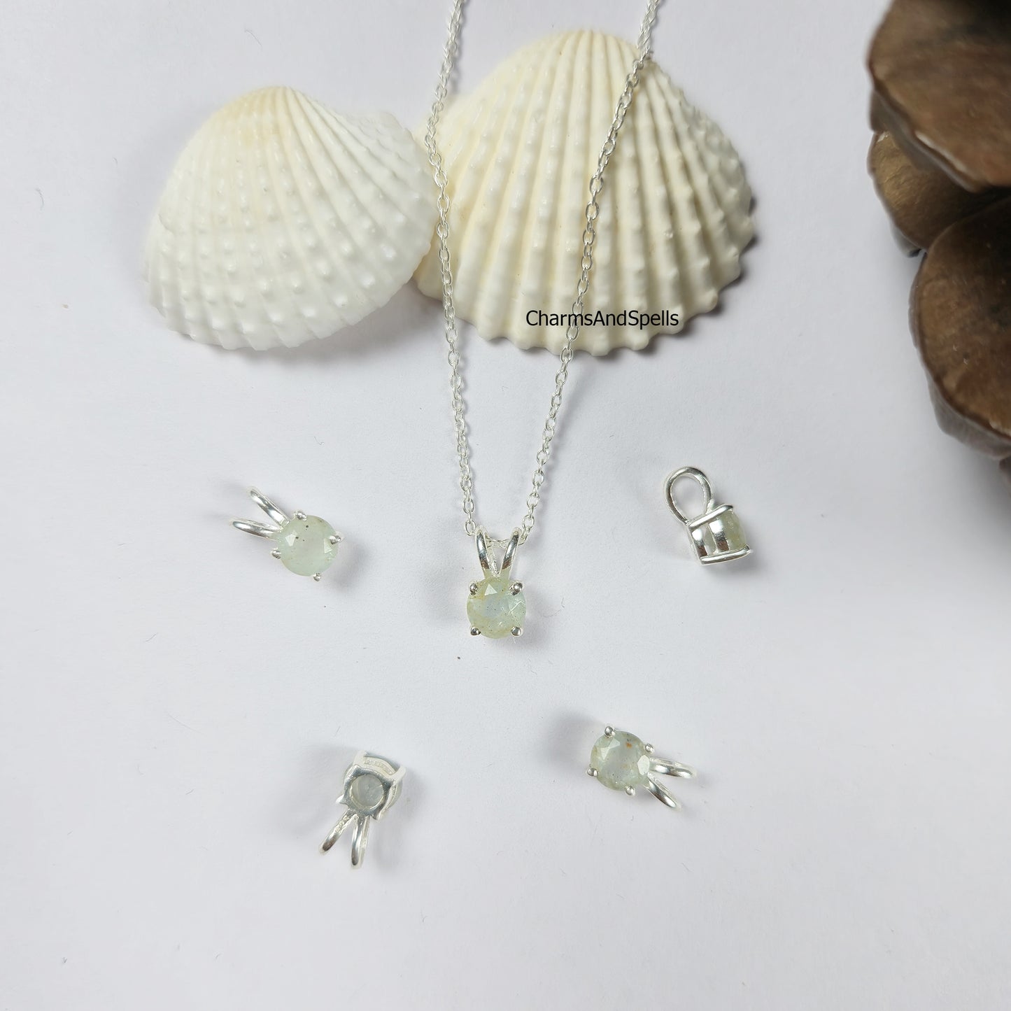 Tiny Aquamarine Necklace, Dainty March Birthstone Jewelry, Aquamarine Blue Charm, Sterling Silver Necklace, Gift for Her