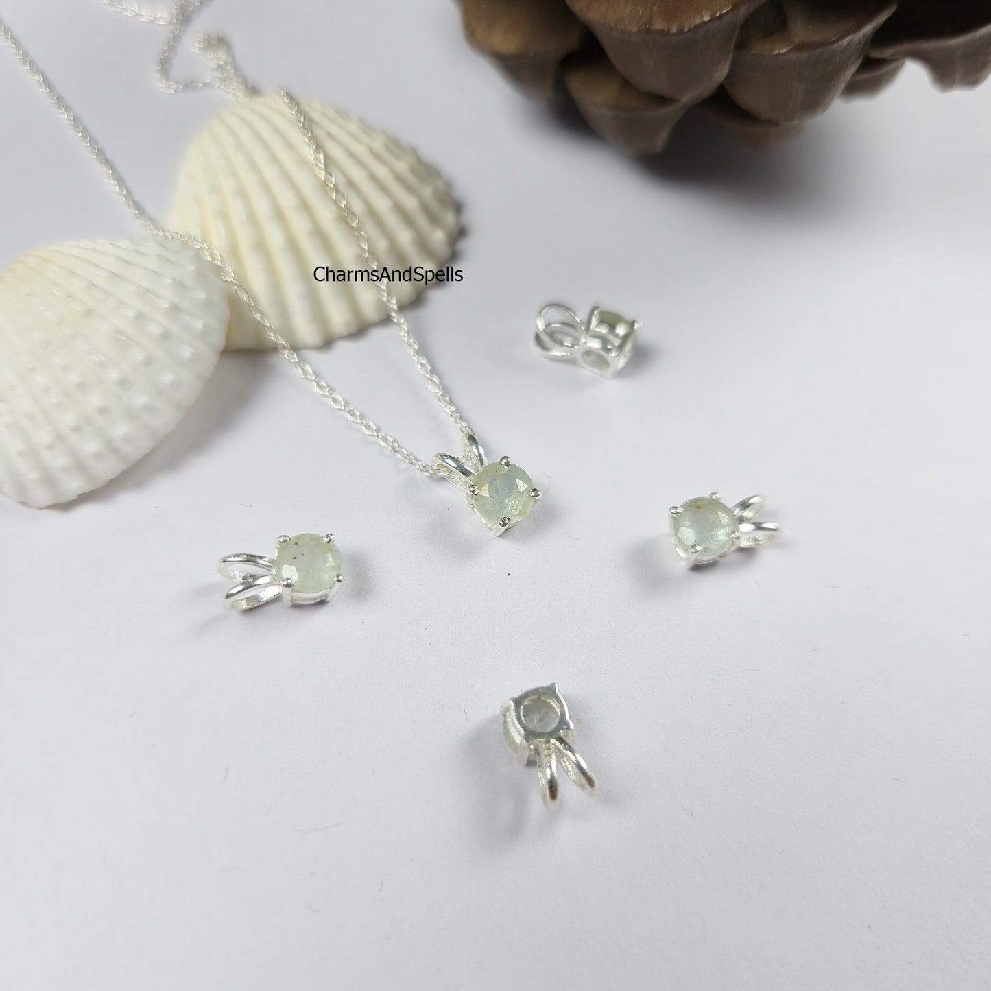 Tiny Aquamarine Necklace, Dainty March Birthstone Jewelry, Aquamarine Blue Charm, Sterling Silver Necklace, Gift for Her