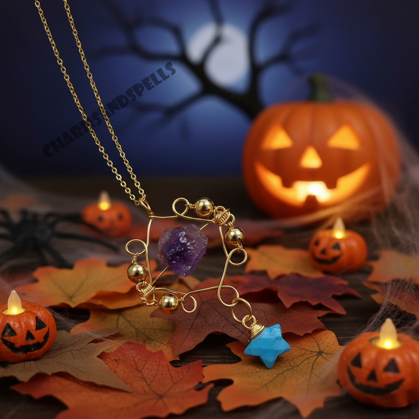 Enchanted Nove Raw Amethyst & Turquoise Necklace| 14K Gold Plated Crystal Jewelry