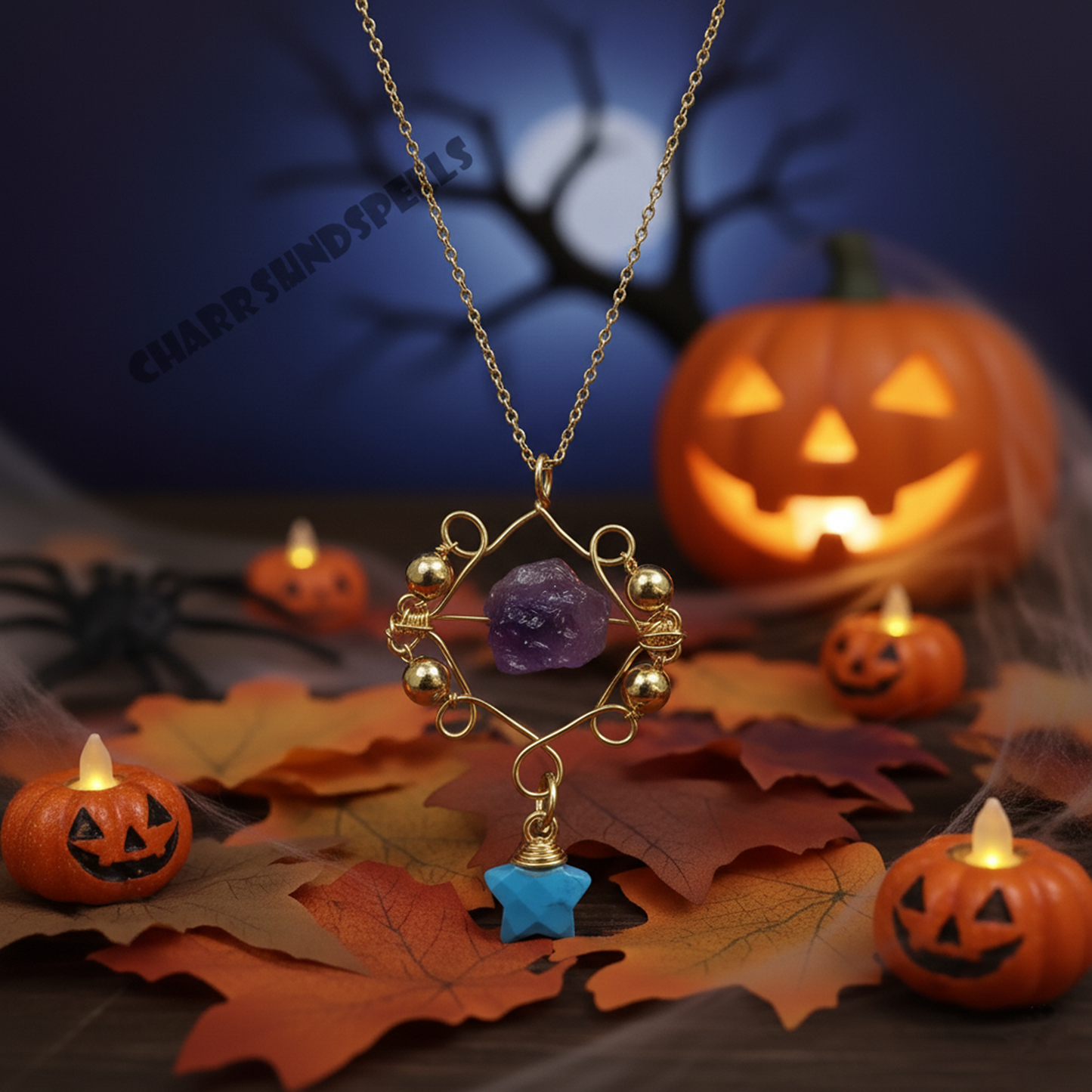 Enchanted Nove Raw Amethyst & Turquoise Necklace| 14K Gold Plated Crystal Jewelry