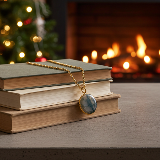 Moss Agate Pendant Necklace jewelry