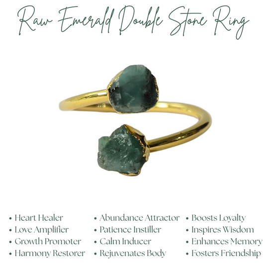 Raw Emerald Ring | Natural May Birthstone Green Gemstone Dainty Jewelry