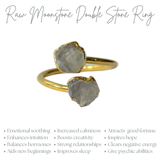 Blue Fire Moonstone Ring | July Birthstone, Raw Moonstone Handmade Jewelry