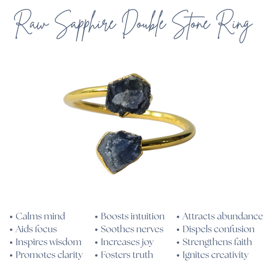 Natural Blue Sapphire Ring | Raw Sapphire Boho Jewelry