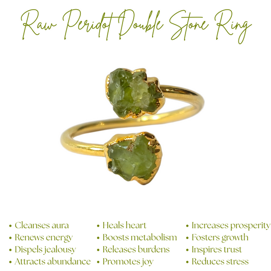 Raw Peridot Ring | Natural August Birthstone Healing Crystal Gemstone
