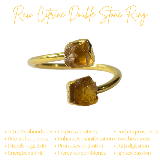 Natural Citrine Ring | Gold Electroplated Raw Crystal Jewelry