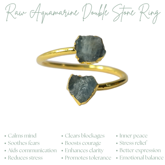Dainty Raw Aquamarine Ring | March Birthstone, Boho Natural Crystal Jewelry