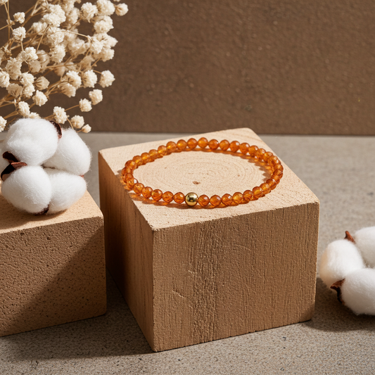 Carnelian Crystal Bracelet | Dainty Gemstone Beaded Jewelry | Healing Stretch