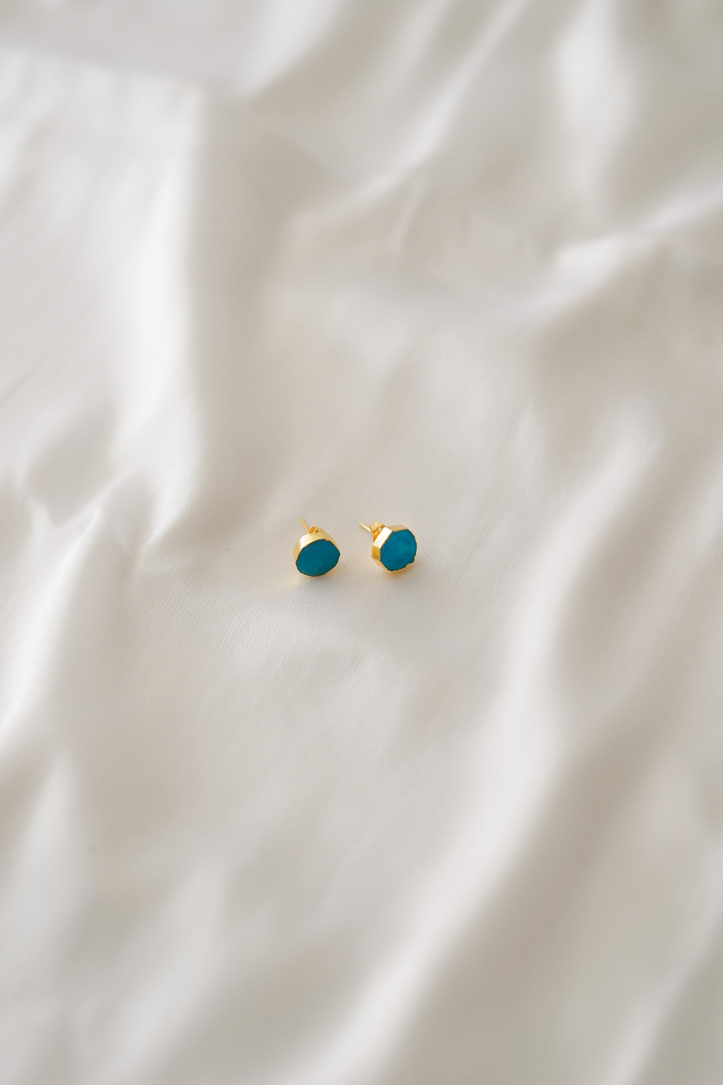 Raw Turquoise Crystal Stud Earrings| Healing Gemstone Jewelry