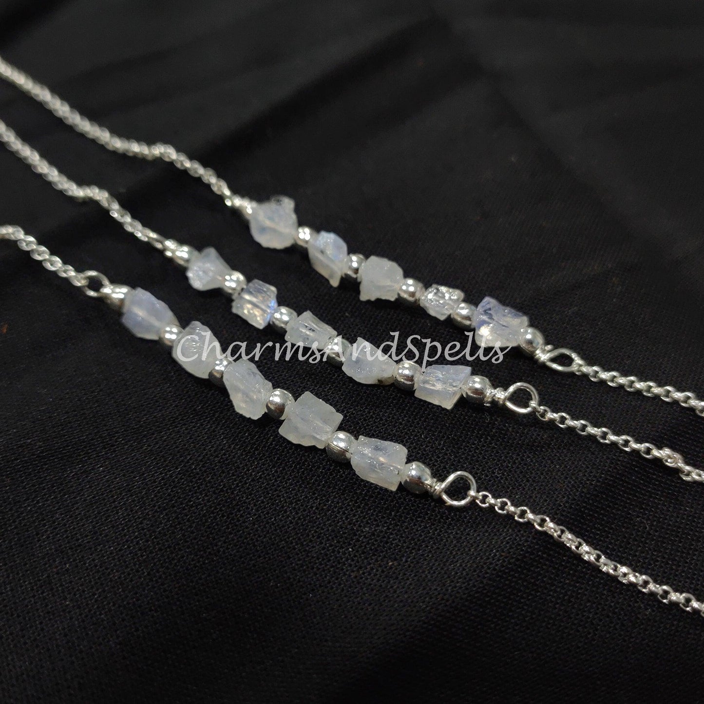 Raw Moonstone Bracelet| Healing Gemstone Bracelet| Dainty Crystals