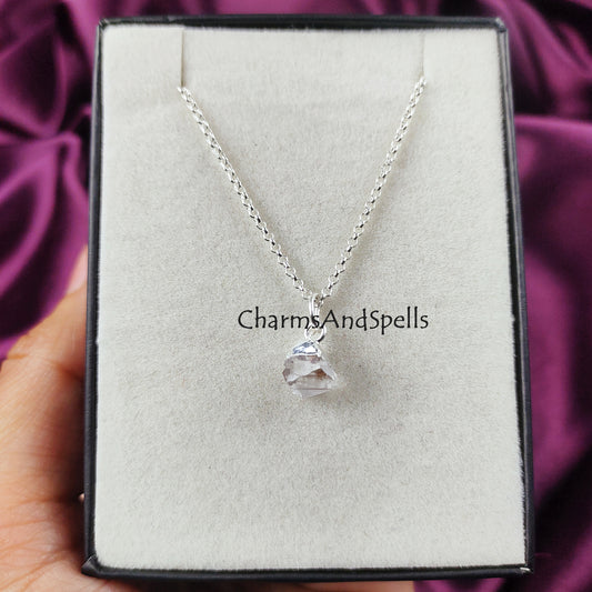 Raw Crystal Quartz Necklace | Electroplated Minimalist Charm Jewelry