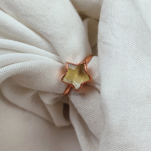 Natural Citrine Ring | Handmade Star-Shaped Jewelry, November Birthstone