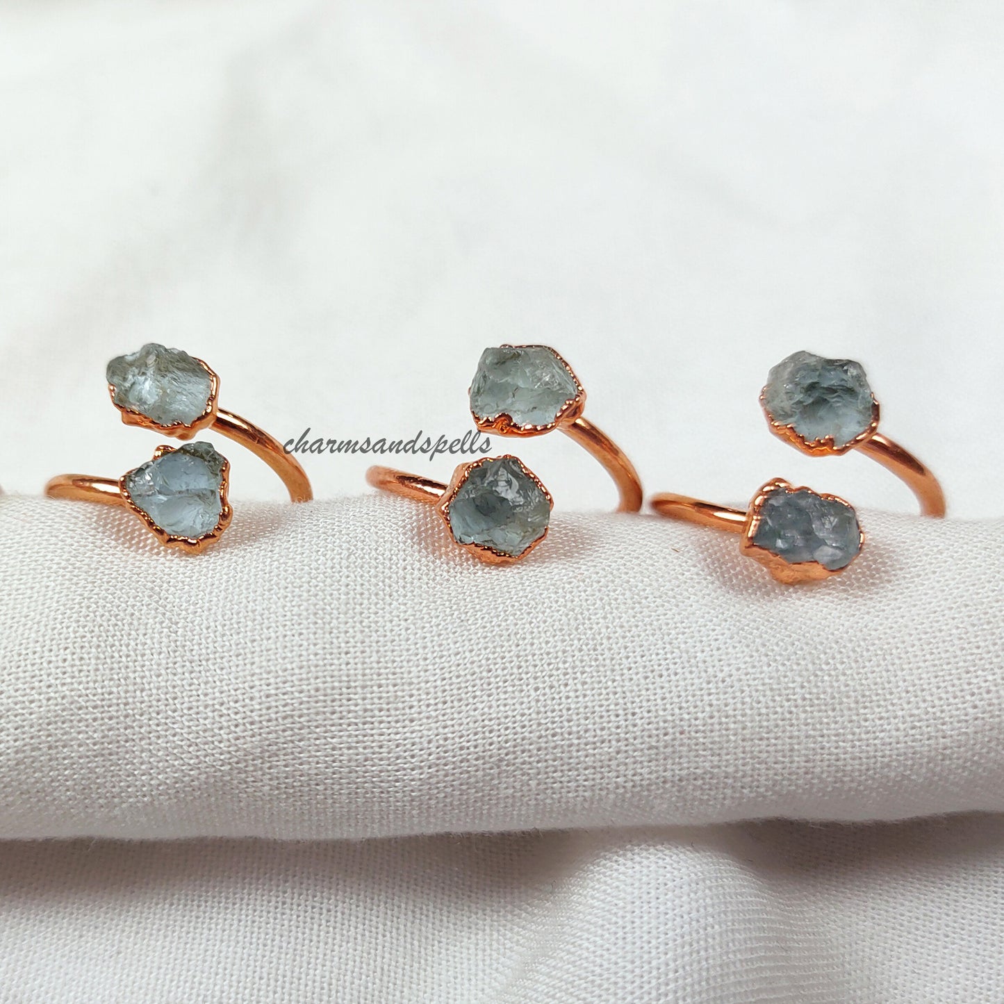 Dainty Raw Aquamarine Ring | March Birthstone, Boho Natural Crystal Jewelry