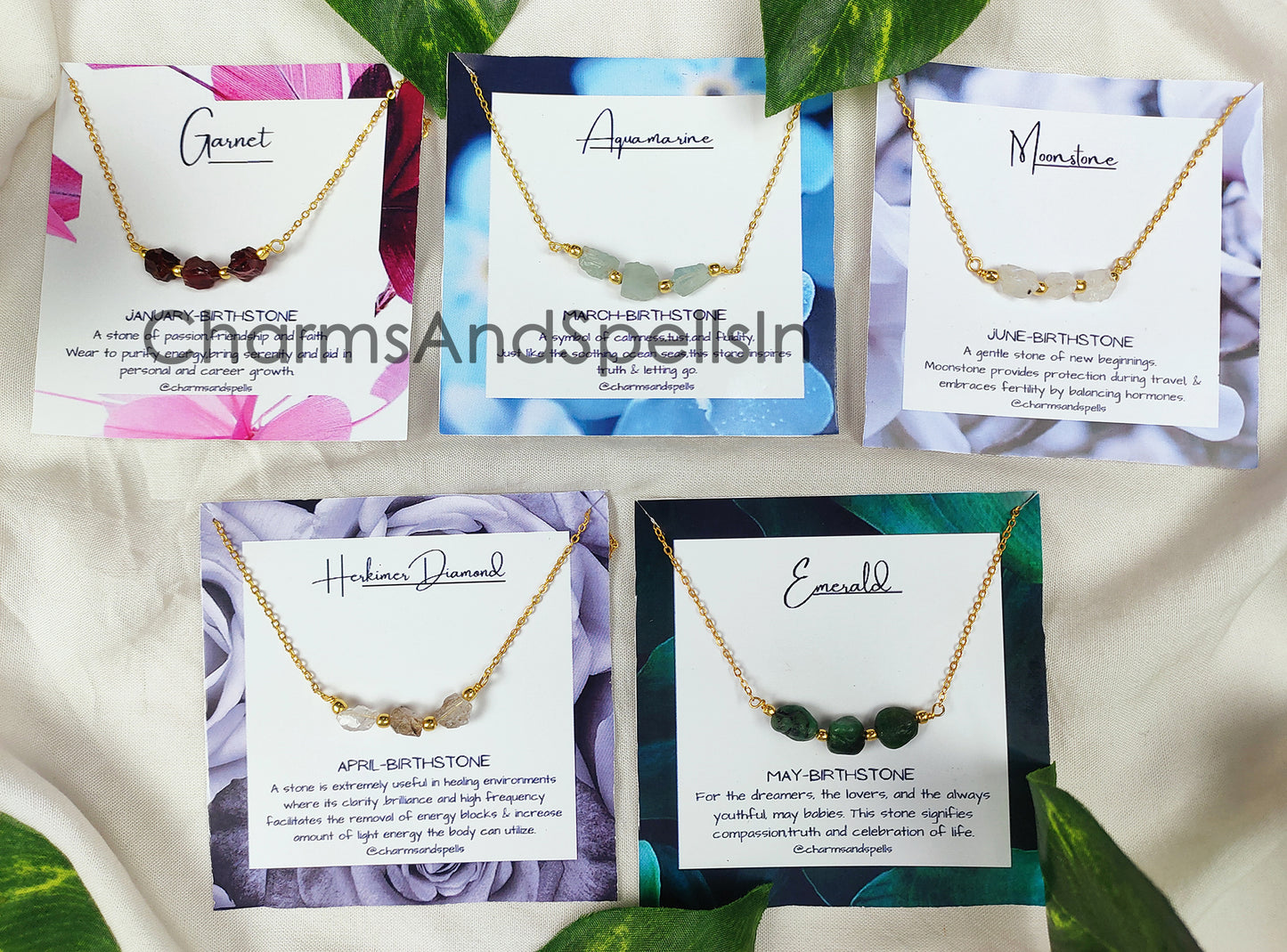 Raw Natural Gemstone Necklace | Personalized Birthstone Jewelry