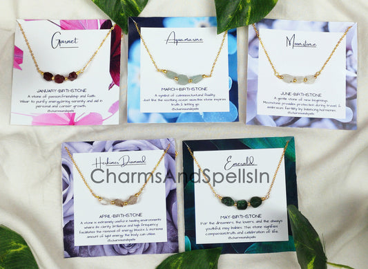 Raw Natural Gemstone Necklace | Personalized Birthstone Jewelry