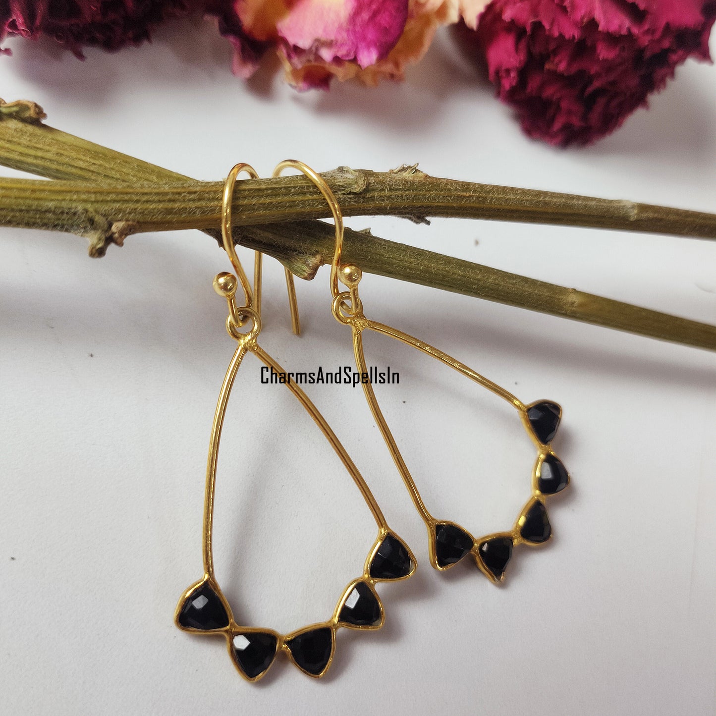 Natural Black Onyx Earring, Handmade Earring, Dangle Earring, Natural Onyx Gemstone Jewelry, Wedding Earring, Bridal Gift, Women Earring