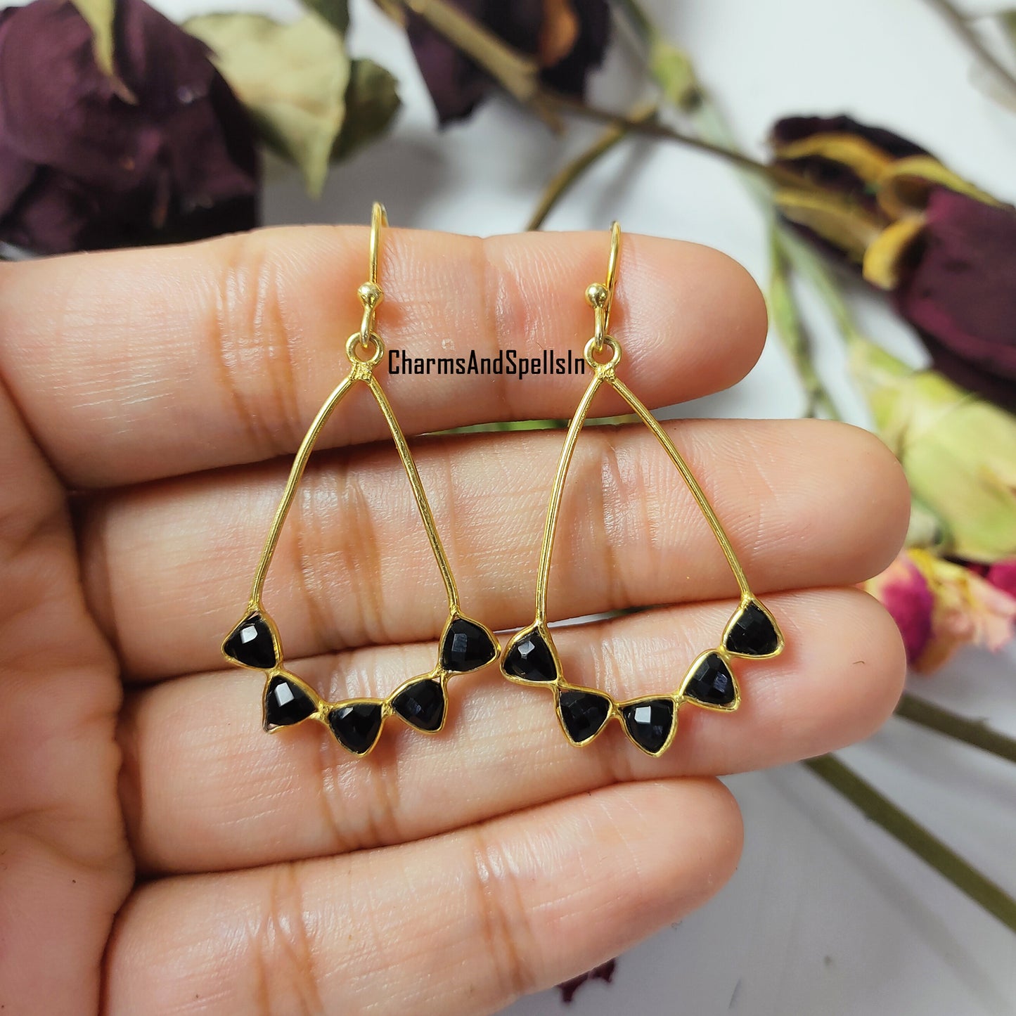 Natural Black Onyx Earring, Handmade Earring, Dangle Earring, Natural Onyx Gemstone Jewelry, Wedding Earring, Bridal Gift, Women Earring