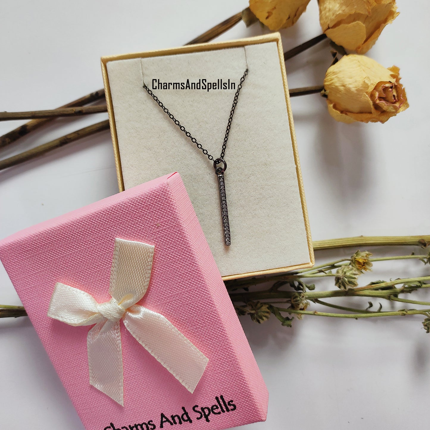 CZ Bar Pendant Necklace, Beautiful Zirconia Charm, Handmade Necklace, Woman Necklace, Cubic Zirconia Wedding Jewelry, Gift For Her,Gift Idea
