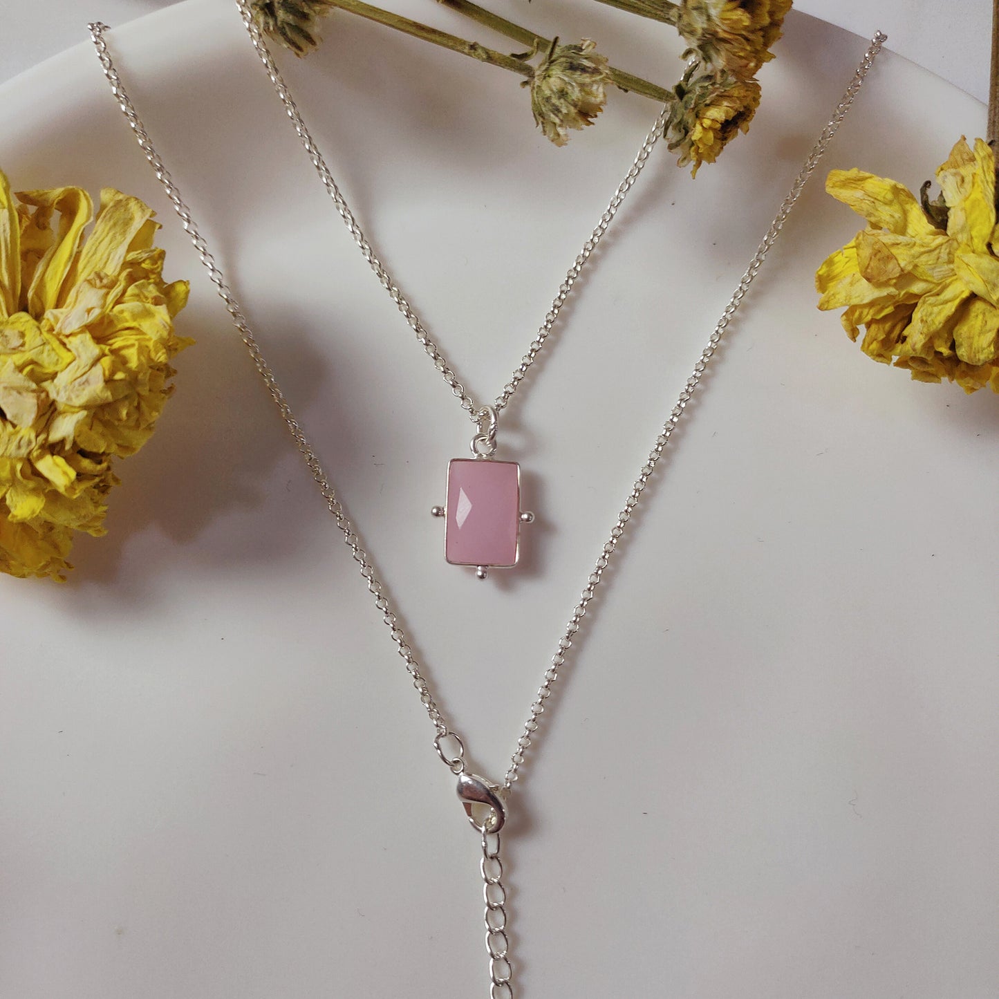 Amazing Pink Chalcedony Charm Necklace, Handmade Jewelry, October Birthstone Pendant, Unique Gift For Bridal, Pink Gemstone Necklace, Gift