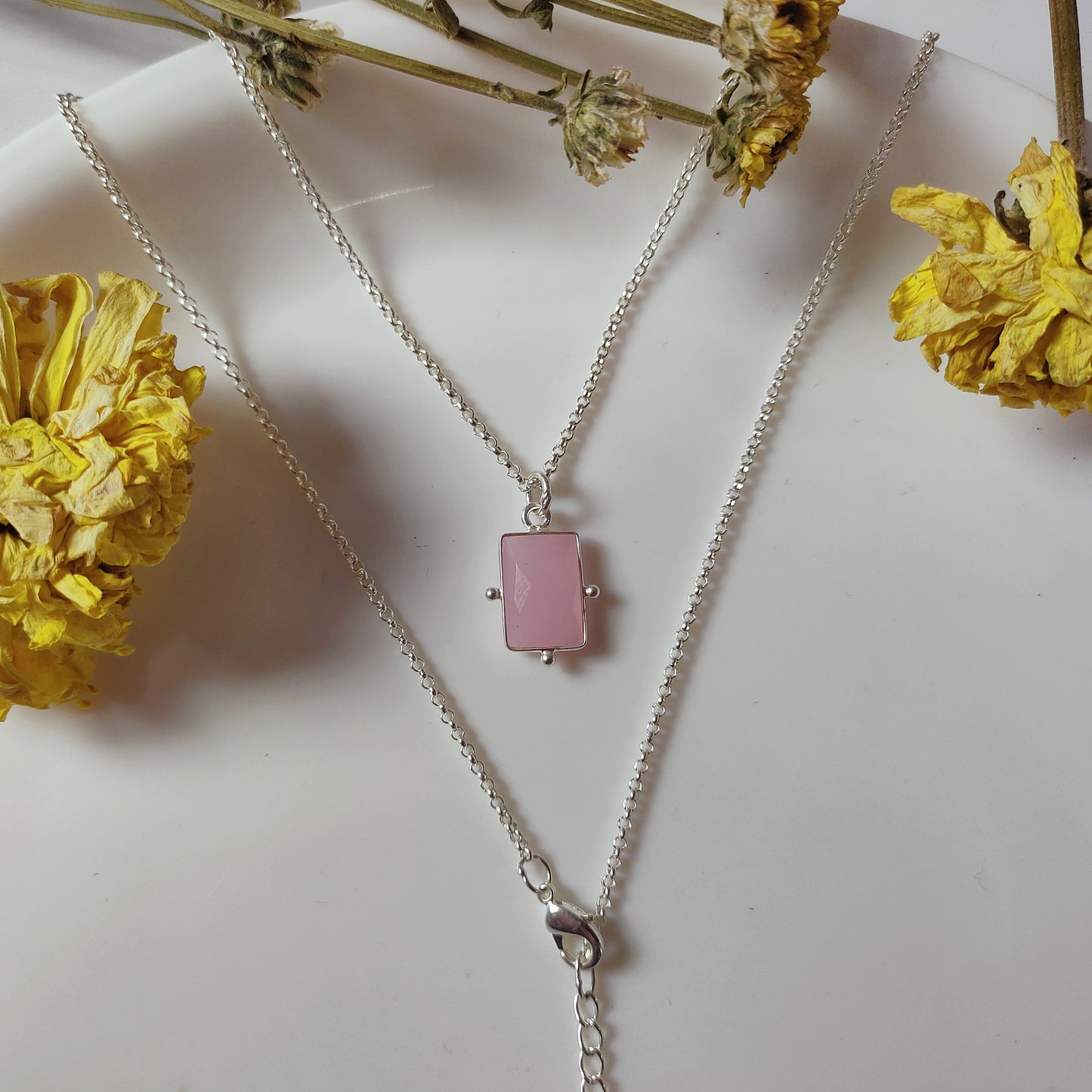 Amazing Pink Chalcedony Charm Necklace, Handmade Jewelry, October Birthstone Pendant, Unique Gift For Bridal, Pink Gemstone Necklace, Gift