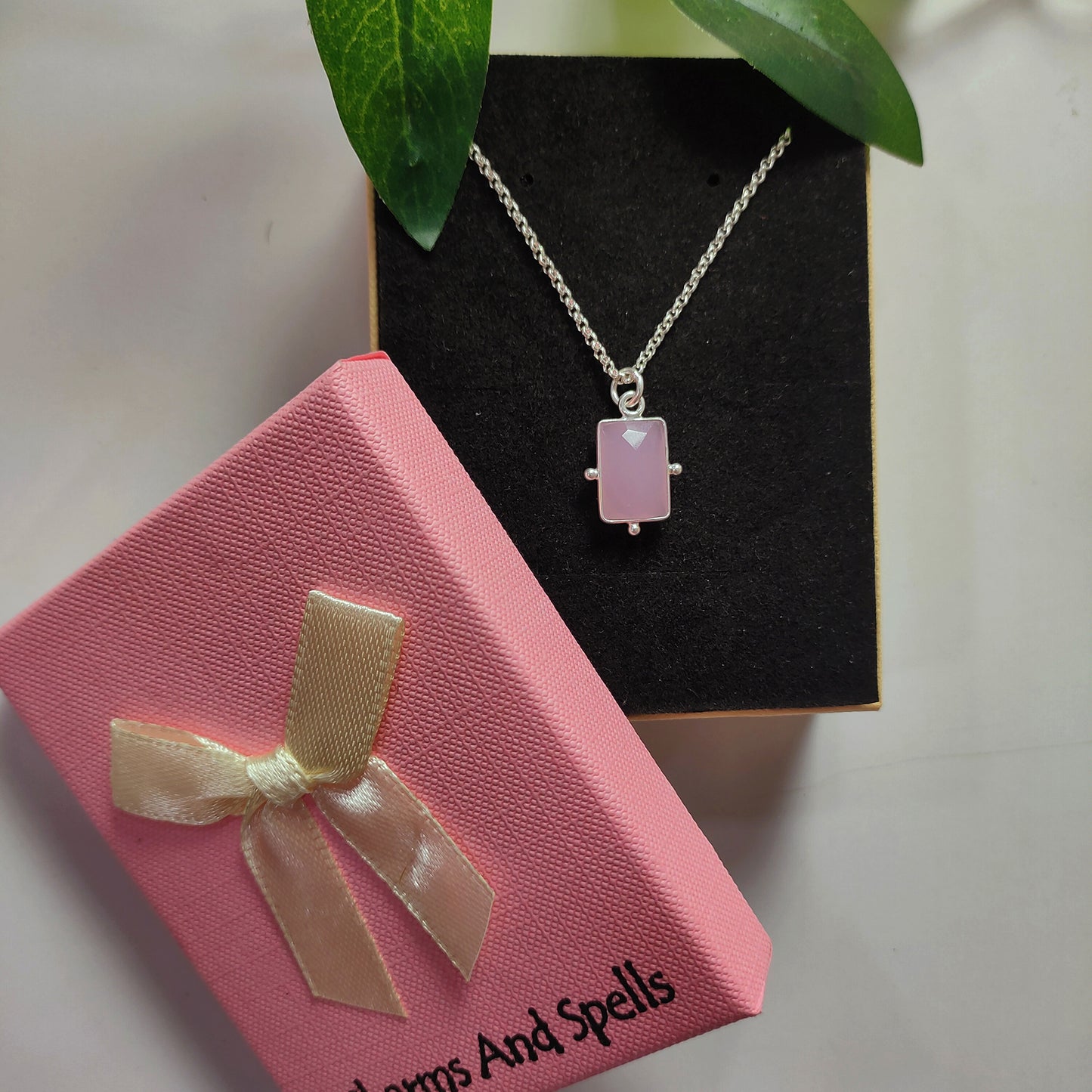 Amazing Pink Chalcedony Charm Necklace, Handmade Jewelry, October Birthstone Pendant, Unique Gift For Bridal, Pink Gemstone Necklace, Gift